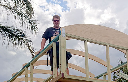 Chris building tiny home